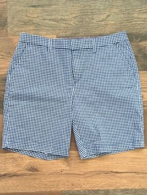 Tommy Hilfiger Blue Gingham Shorts Womens Hollywood Chino Cotton Shorts, Size 12